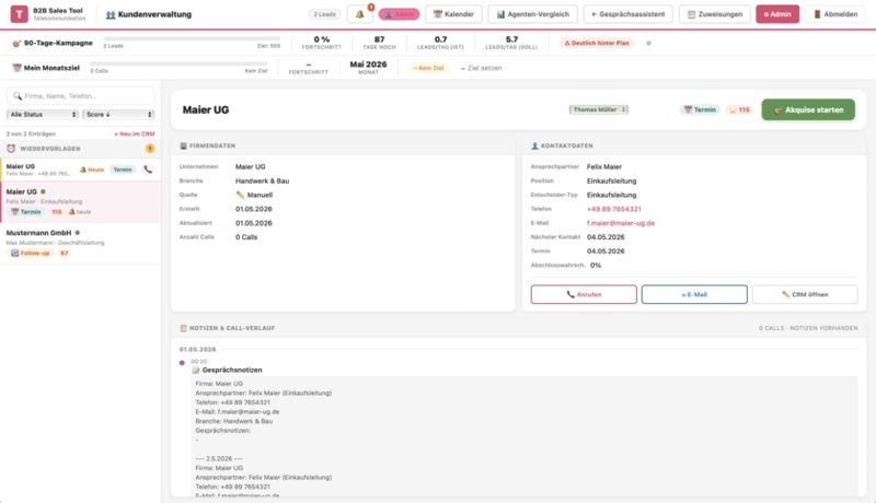 CRM & Leadgeneration Tool, Ventas Webdesign