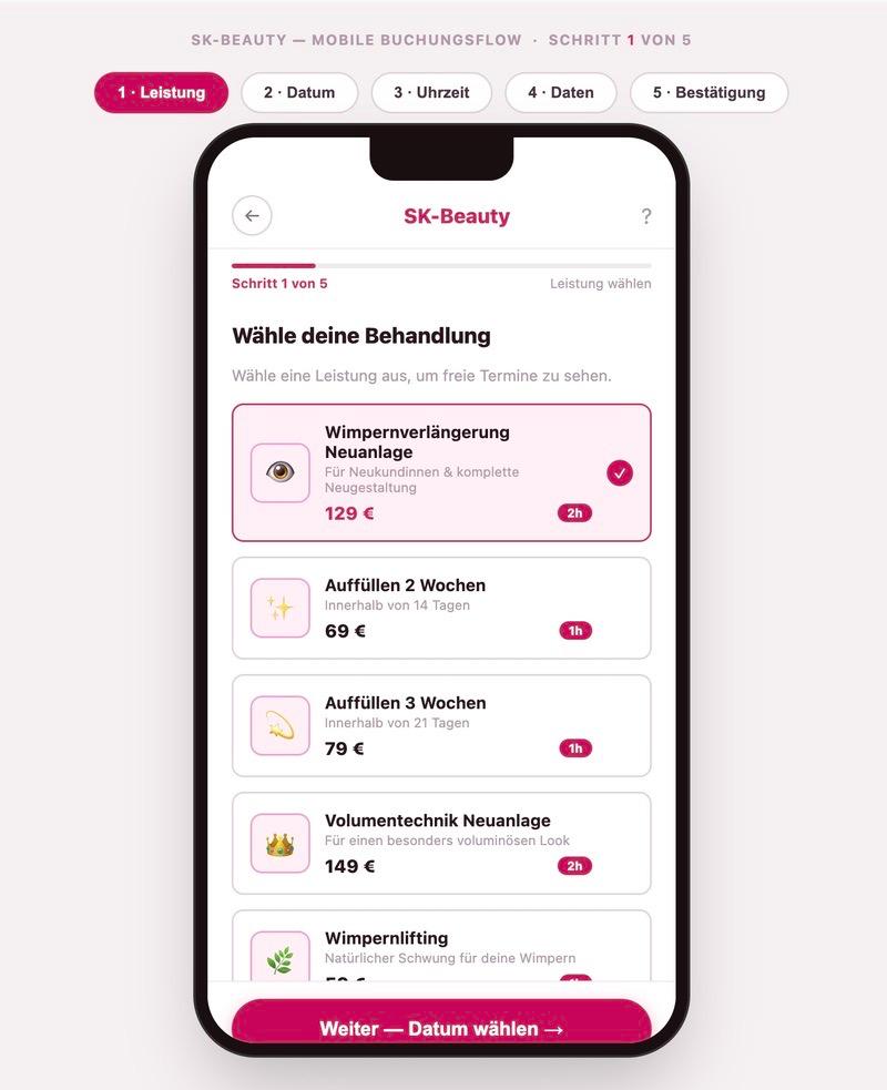 Mobile Terminbuchung im Studiomanagement-Tool